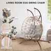 Outdoor Egg Swing Chair with Stand, 2 Person Patio Swing Chairs with Thick Cushions and Pillows,  for Indoor Bedroom 5