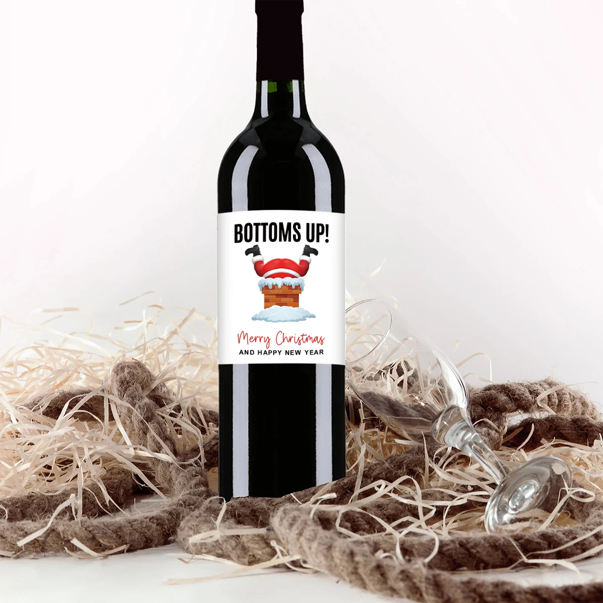 6PCS Christmas Wine Bottle Labels – Waterproof Self-Adhesive Vinyl Stickers with Funny ... - SKU CWBL2023 - UGI Packaging