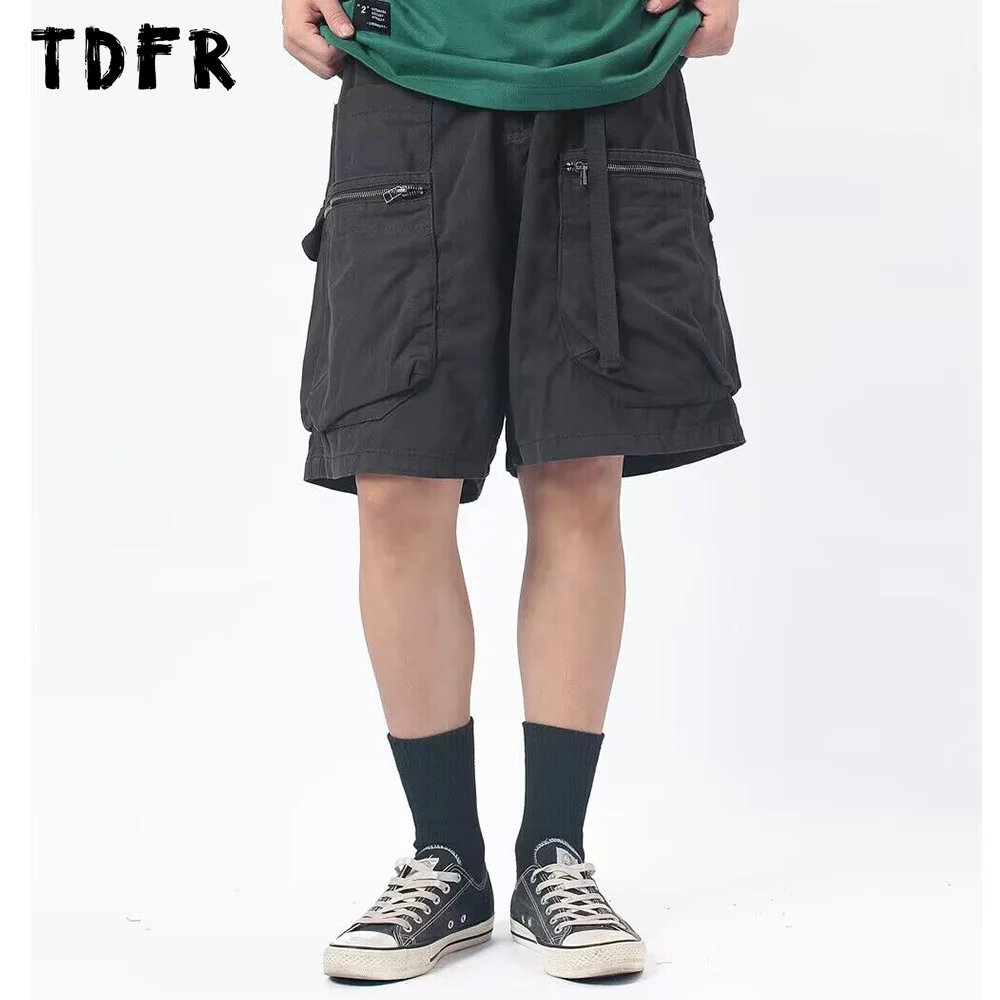 

Solid Color Casual Shorts Elastic Waist Mens Summer Simple Loose Wide Leg Short Pants Men Knee-length Shorts