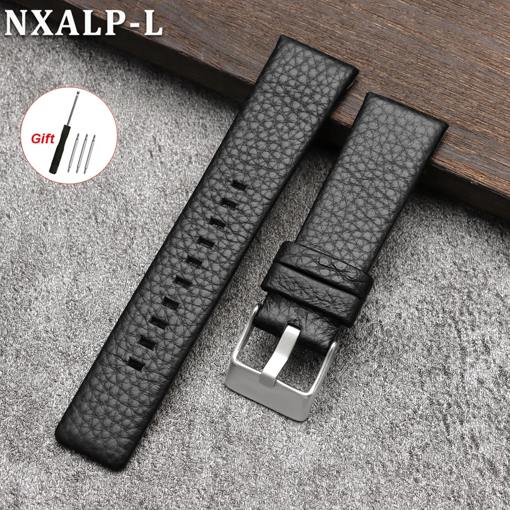 Premium Litchi Pattern Leather Watch Band - Cowhide Strap in Multiple Sizes