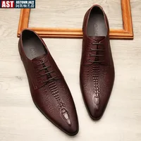 Handmade Mens Wedding Oxford Shoes Black Blue Genuine Leather Flat Dress Shoes Crocodile Pattern Summer Business Formal Loafers 4