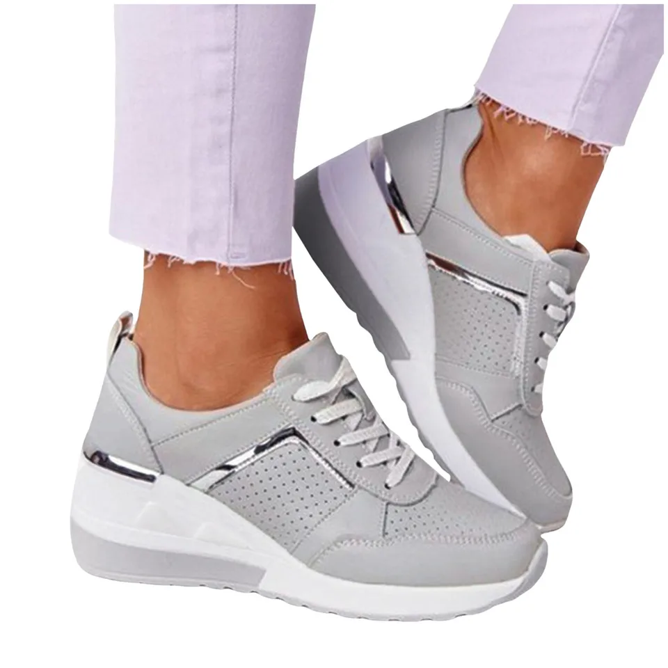 Stylish Women's Summer Leather Sneakers with Thick Sole