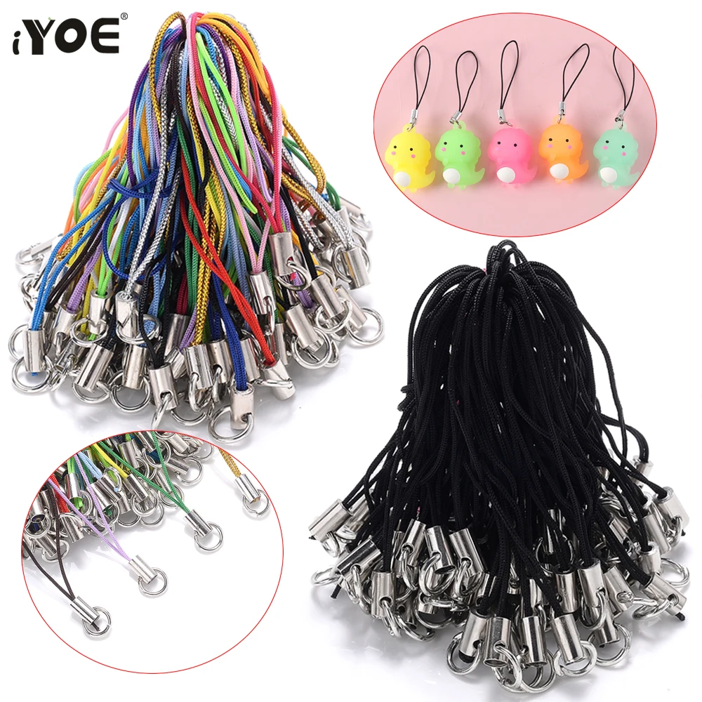Lanyard Strap Cord 50pcs Mix Color Nylon Thread Jump Ring Diy Jewelry Making Phone Rope Toys Pendant Cords