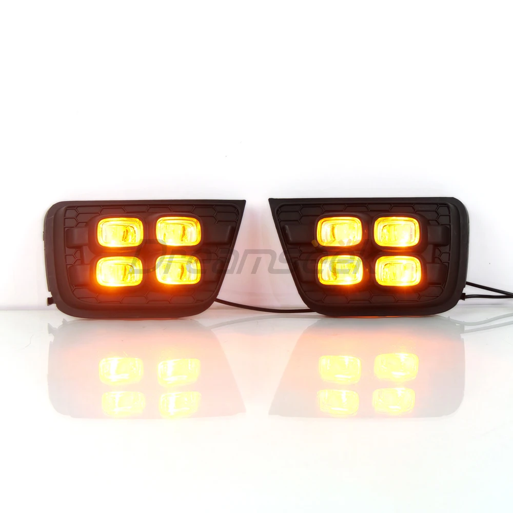 2x LED Daytime Running Light For Toyota 4Runner 2006 2007 2008 2009 DRL Driving Fog Lamp W/ Yellow Turn Signal Clean Lens 4 Eye