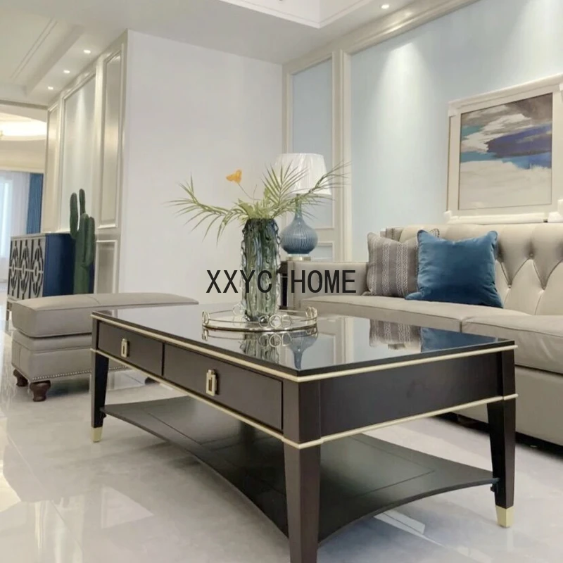 

Американский чайный столик, новый чайный столик в китайском стиле из массива дерева, длинный коричневый, золотистый, окрашенный фотографией