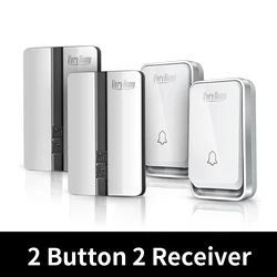 Enhanced Wireless Waterproof Self - Powered Doorbell with Smart Chimes and Receiver - AU (2 Button 2 Receivers)