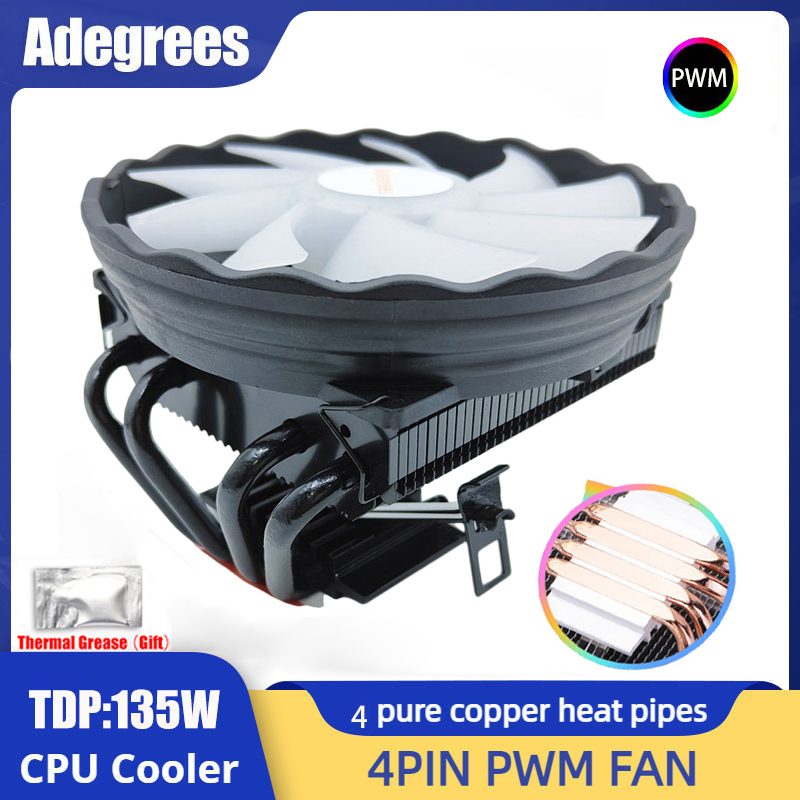 4 Heat Pipes CPU Cooler 4Pin PWM 120MM  For Intel LGA 1366 1150 1151 1155 1156 1200 1700 2011 X79 X99 AMD AM3 AM4 AM5 ventilador