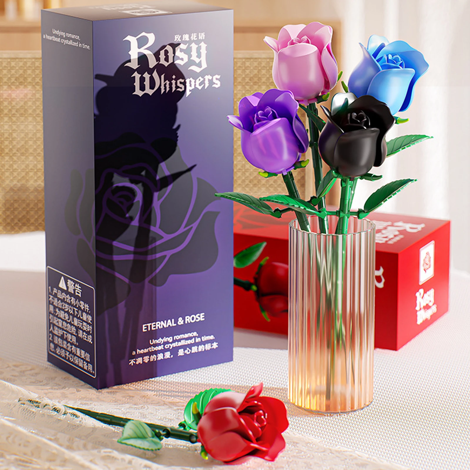 Enchanting Gothic Rose Bouquet Building Set – Creative Photo Prop & Home Decor Gift