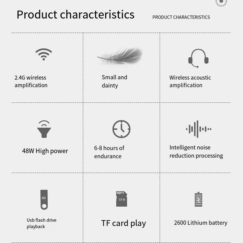 Wireless Voice Amplifier Voice Amplifier Handheld Megaphone 2.4G 48W Wired/Wireless Bluetooth Audio Amplifier Teacher's Classroom Megaphone Speaker Tour Guide's Amplifier TF Card USB