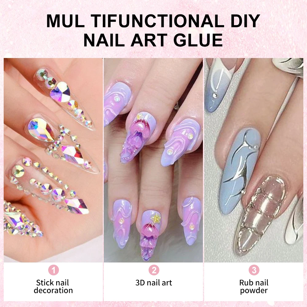 30g Nail Rhinestone Glue for Nail Charms Super Strong Gel Glue 3D Nails Bling Gel for Decoration Gems Nail Art Jewel Diamonds 6