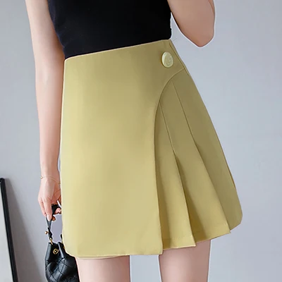 skater skirt Button Pleated Skirt Women High Waist Casual Womens Skirts For Teen Girls Sweet Mini A-Line Short Skirt Ladies 2021 Spring Black skirt top Skirts