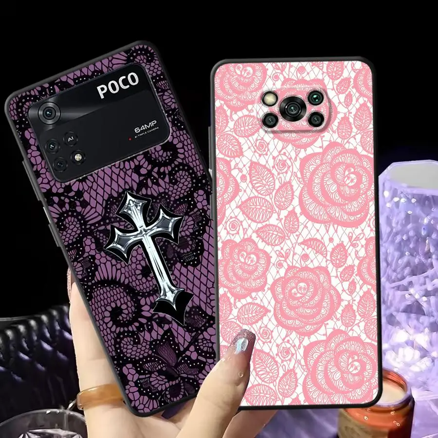 Elegant Lace Flowers Phone Cover Case – Premium Protection and Style