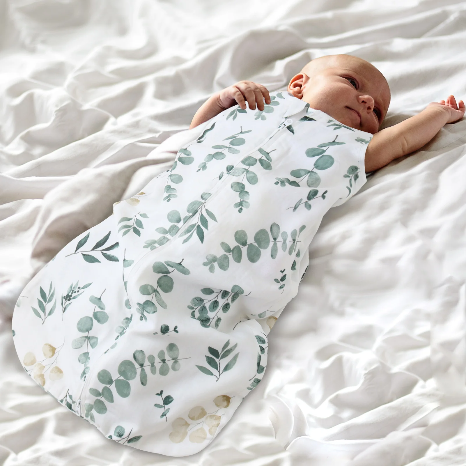 

Baby Clothes Sleeveless Newborn Baby Bind Feet Sleeping Bag 70% Bamboo 30% Cotton Muslin Wearable Blanket Infant Baby Onesie