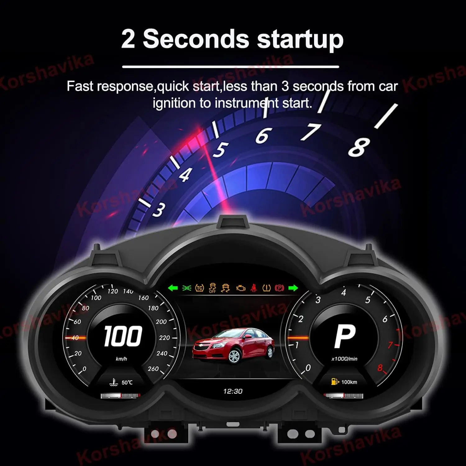 Panel de Instrumentos LCD de 12.3 Pulgadas para Chevrolet Cruze 2009-2014, Velocímetro Digital para Automóvil, Pantalla de Cabina Virtual 2