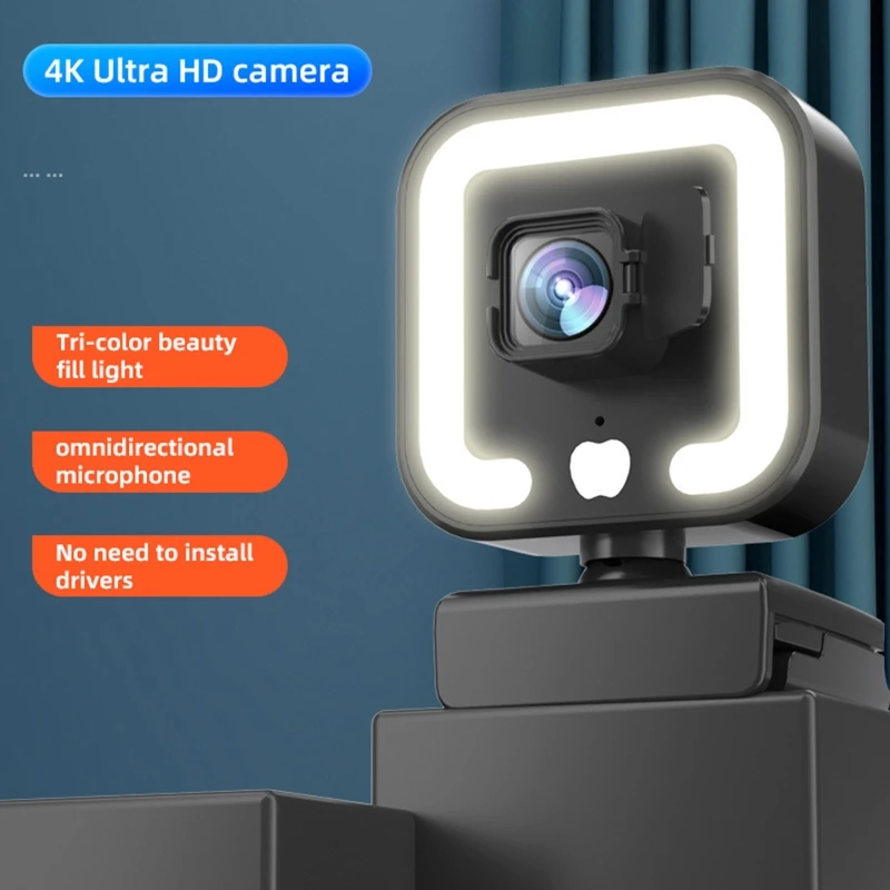 4K Full HD Webcam 1080P Web Camera Auto Focus With Fill-in Light Microphone 2K USB Plug Web Cam For PC Computer Laptop Video