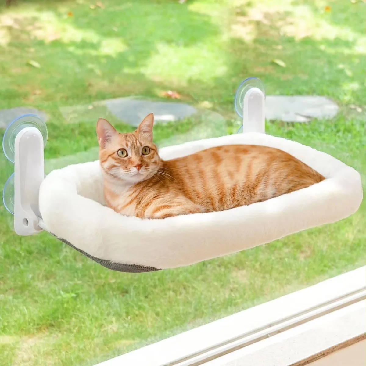 Draadloze Hangmat Kattenraam Sunny Bed Huisdierhuis Opvouwbare Ligstoel Hoge Draagkracht Metalen Pluche Omkeerbare Hoes Kattenaccessoires - hoogwaardig product