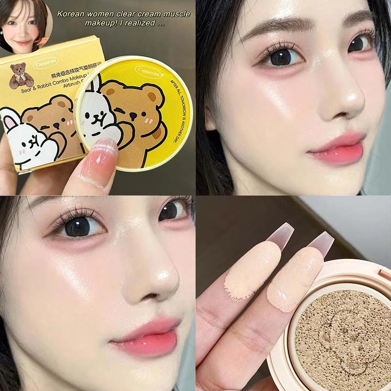 Cushion Foundation Moisturizing Concealer Air Cream Light Natural Waterproof Brighten High Coverage Base Makeup Cosmetics