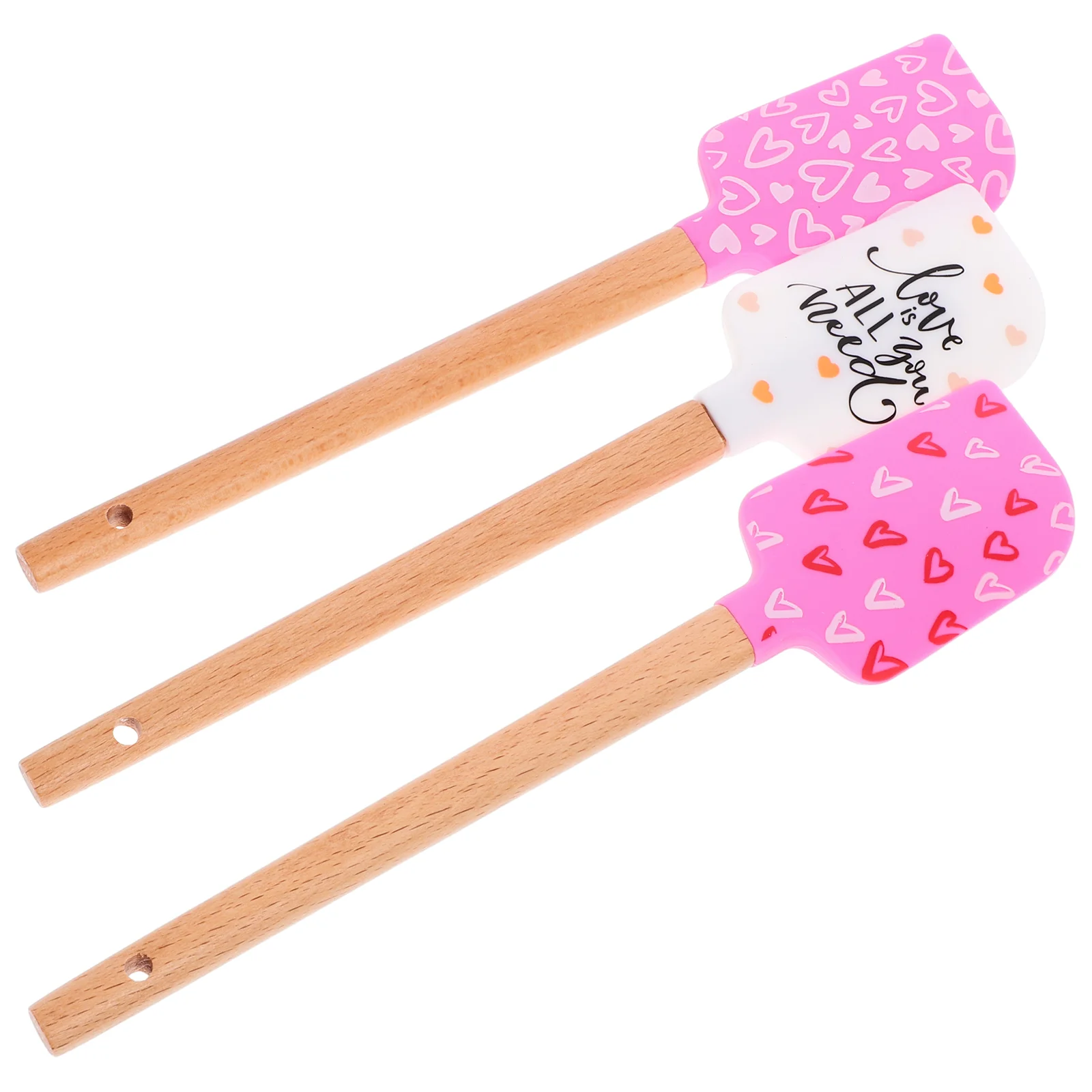 

Valentines Day Silicone Spatulas 3Pcs Valentine Baking Spatulas Silicone Spatulas Cake Spatula Cream Scraper Wooden