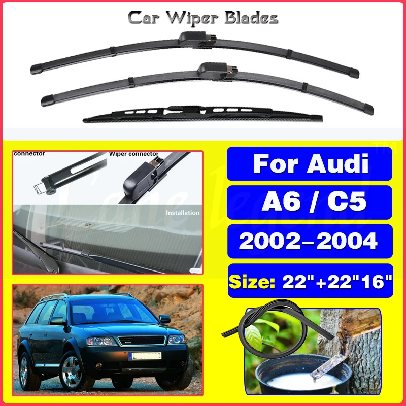 Set Spazzole Tergicristallo Anteriore E Posteriore Per Audi A6 / C5 2002 2003 2004 Parabrezza Parabrezza 22 "+ 22" + 16"