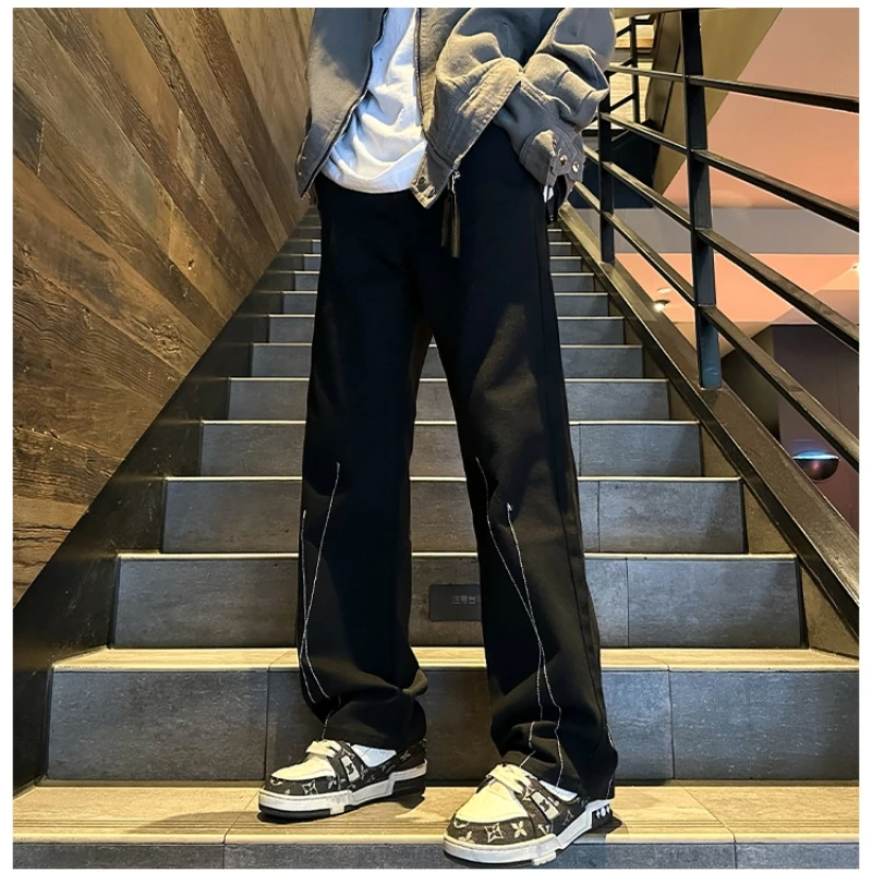 Embroidery Micro Flared Jeans Casual Loose Washed Trousers Quality Fabric Couple Neutral Fashion Hip Hop Pants Street  Apparel