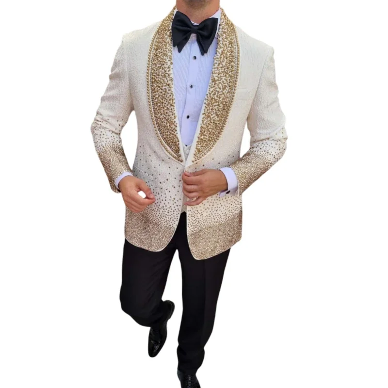 Man Suits 3 PCS Groom Tuxedo Jacket With Pants Vest