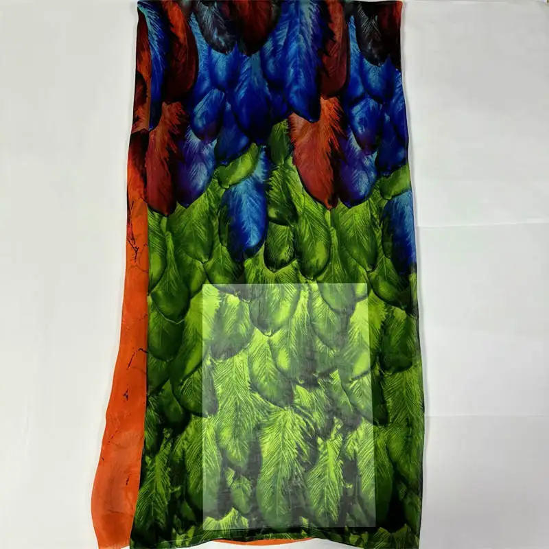 

5 Yards 2024 Fashion High Quality Silk Printed Chiffon Fabric For Garment Neat Embroidery On The Material For Lady Dress