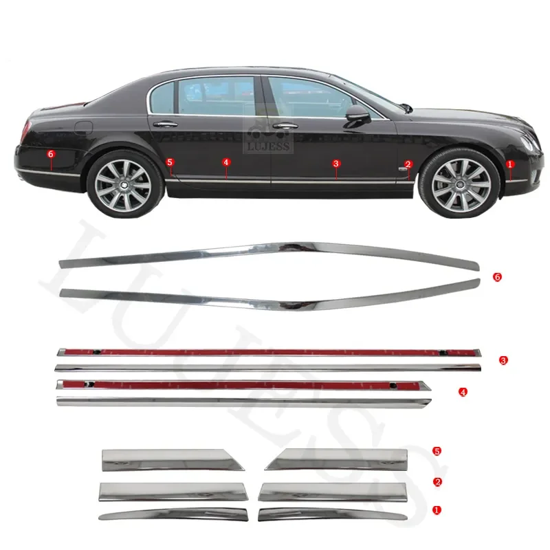 Chromen Sierstrips Bentley - Hoogglans afwerking detailopname