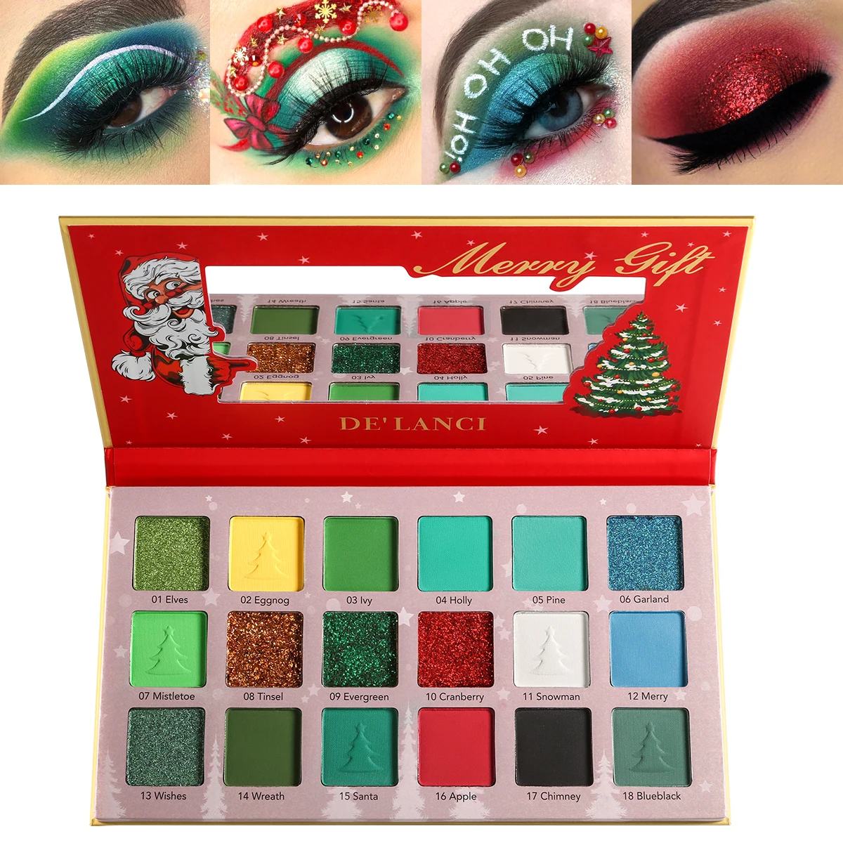 Christmas 18 color eye shadow plate sequins matte pearlescent eye shadow color party Christmas makeup 2