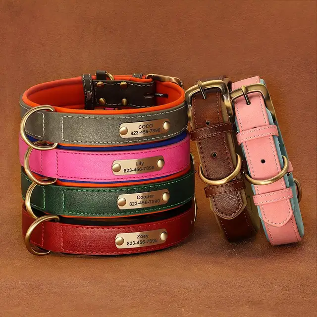 Personalized Dog Collar – Custom PU Leather with Free Engraved Nameplate for Small, Medium & Large Dogs 4