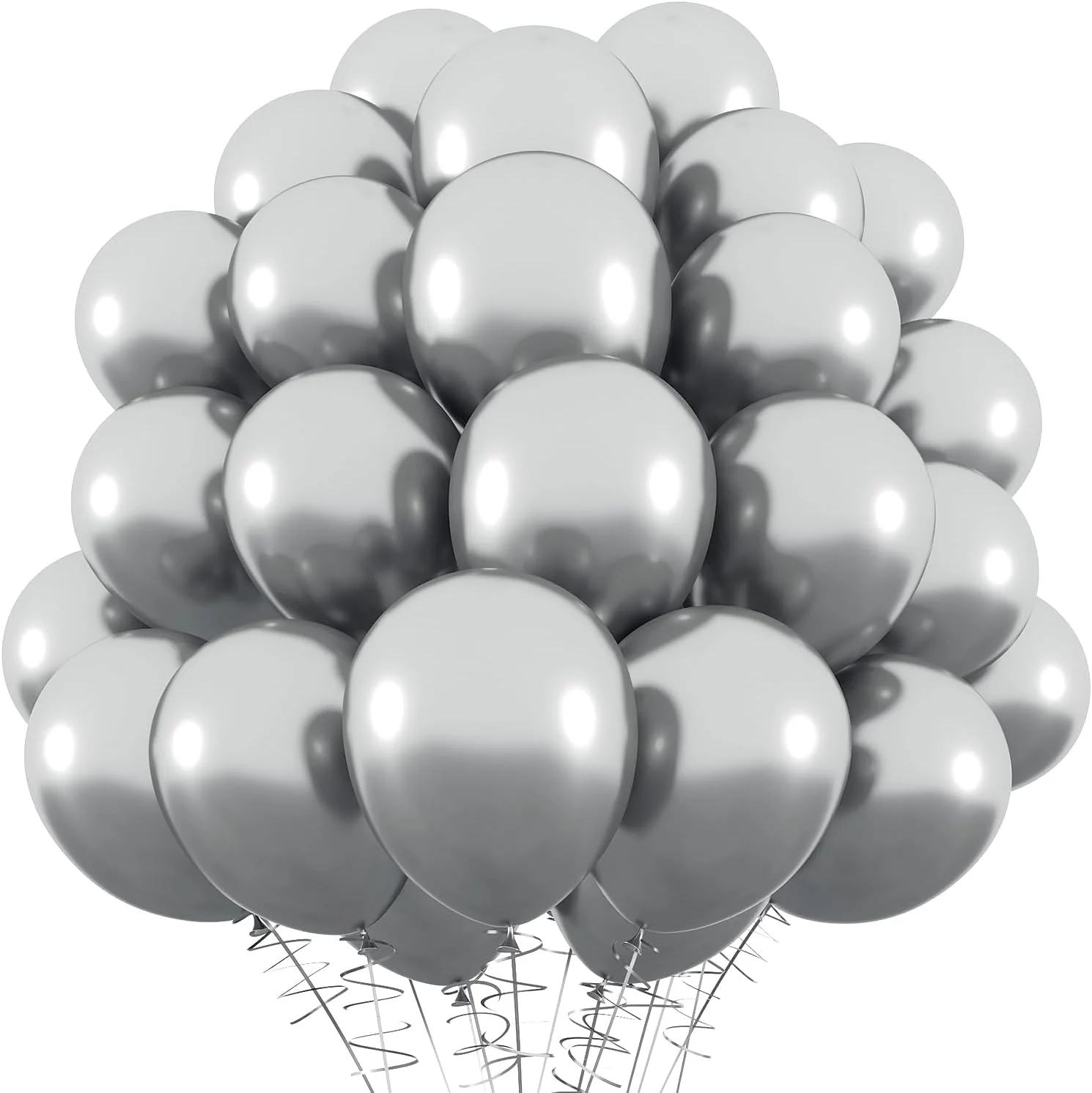 

100 шт., серебристые металлические шары 12 дюймов