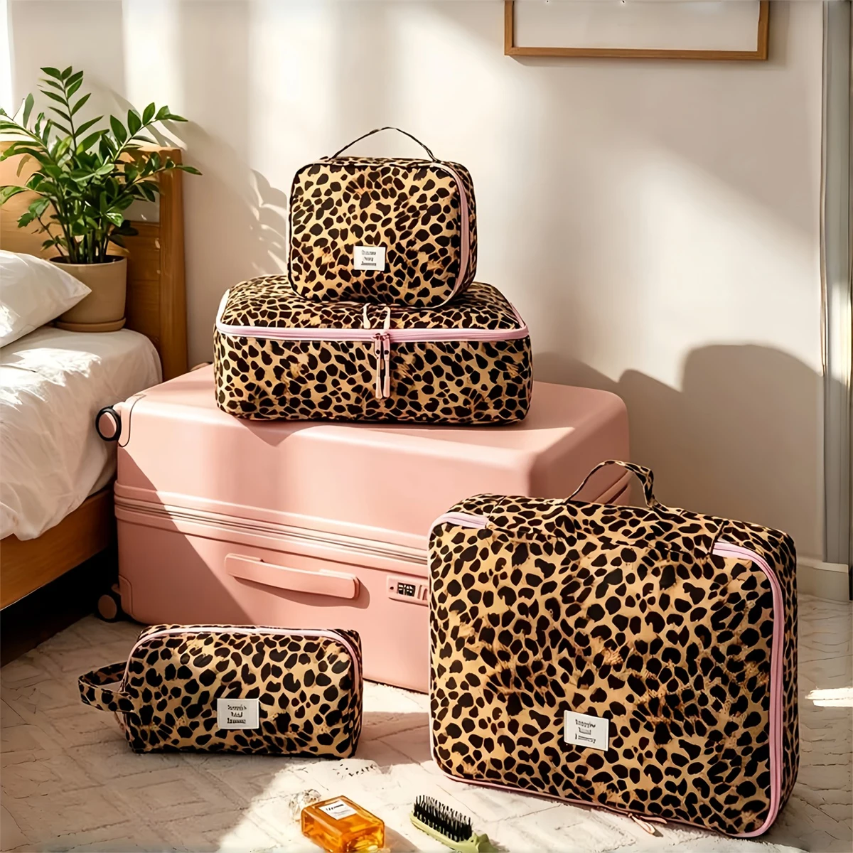 Leopard Print Travel Cosmetic & Toiletry Bag - Portable and Stylish Storage Solution