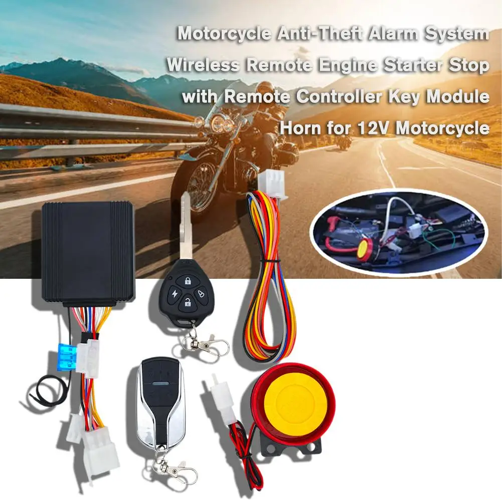 Motorcycle Anti-Theft Alarm System 12V Remote Key Stop Theft Starter Kit Wireless Remote Engine Controller Z5D3 remote control,motorcycle alarm,bike alarm,wireless vibration alarm,anti theft alarm