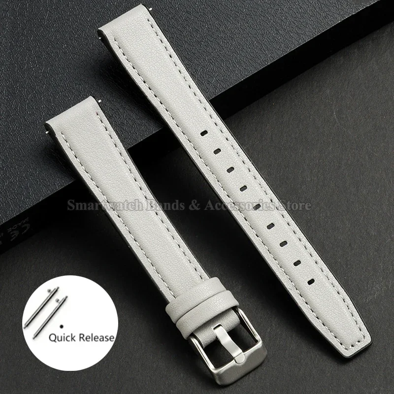 Premium Ultra-Thin Leather Watch Strap with Quick Release and Silicone Backing