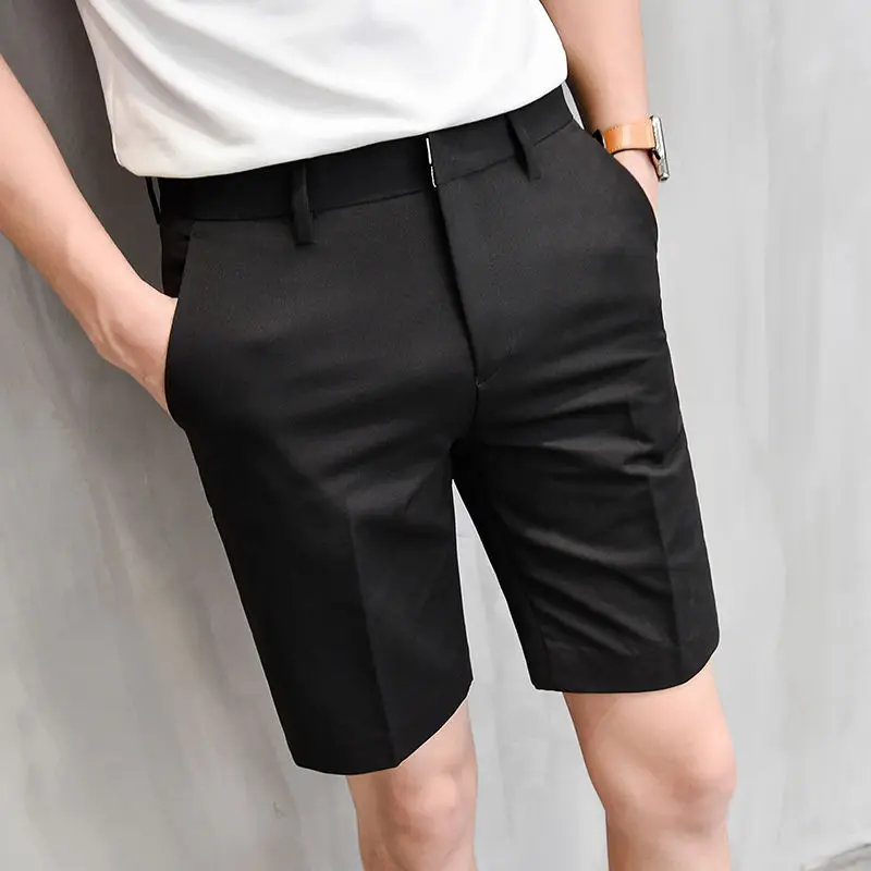 

Men 2022 Summer Shorts Korean Fashion Business Casual Shorts Male Cool Breathable Shorts Men Clothing Solid Color Shorts F22