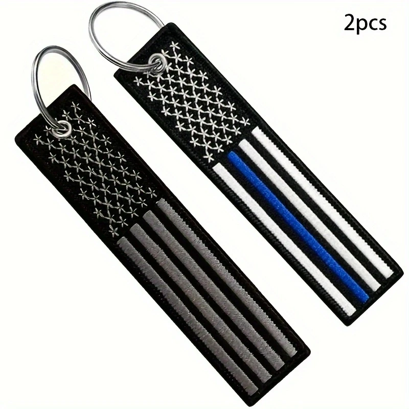 Patriotic American Flag Keychain - Stylish Black Keyring