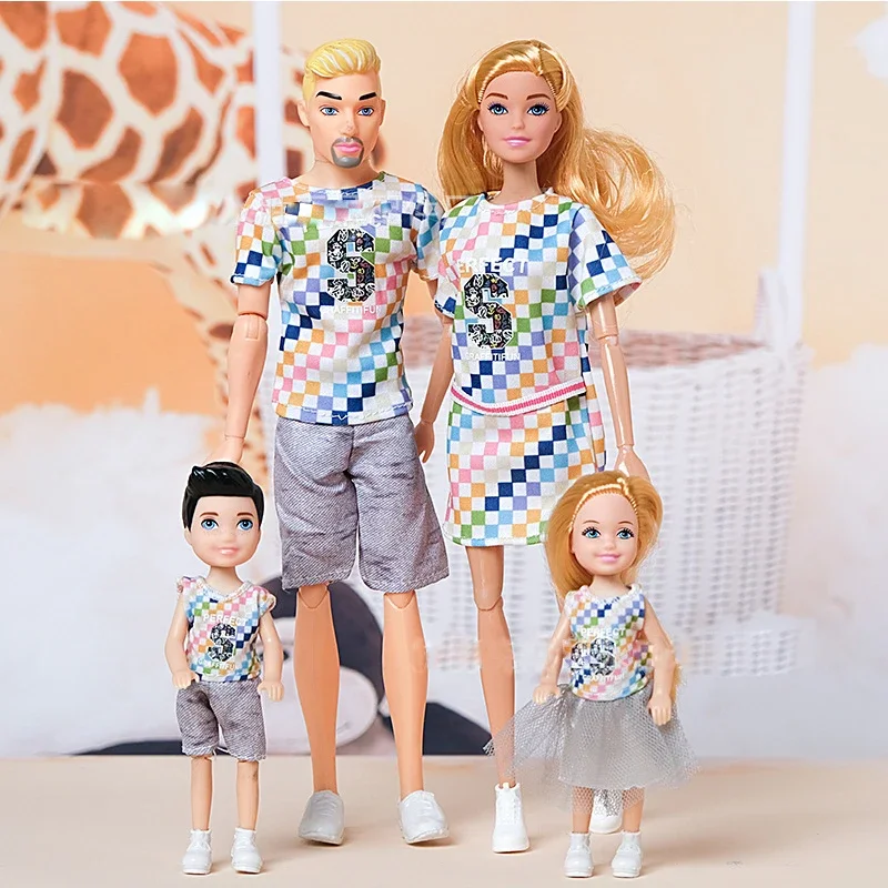 1/6 BJD Family Dolls with Parent-Child Wear Couple Dolls Baby Girl Mom Dad Role Play Toys DIY Doll House Toy for Girls Gifts - 3