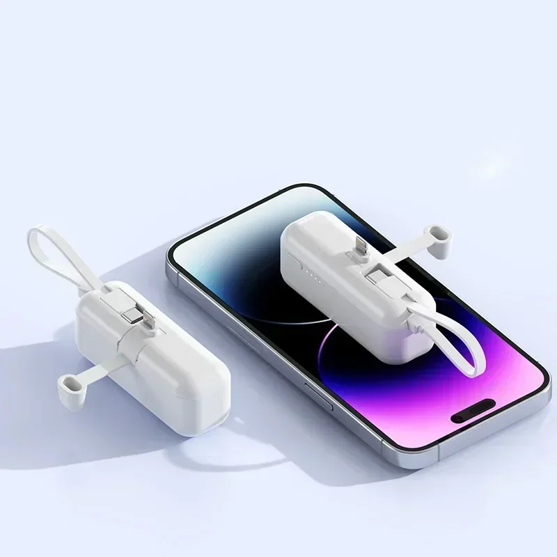 2025 New Small Mini 30000 MAh Capsule Power Bank with Cable Plug and Play External Battery for iPhone Samsung Xiaomi Huawei 6