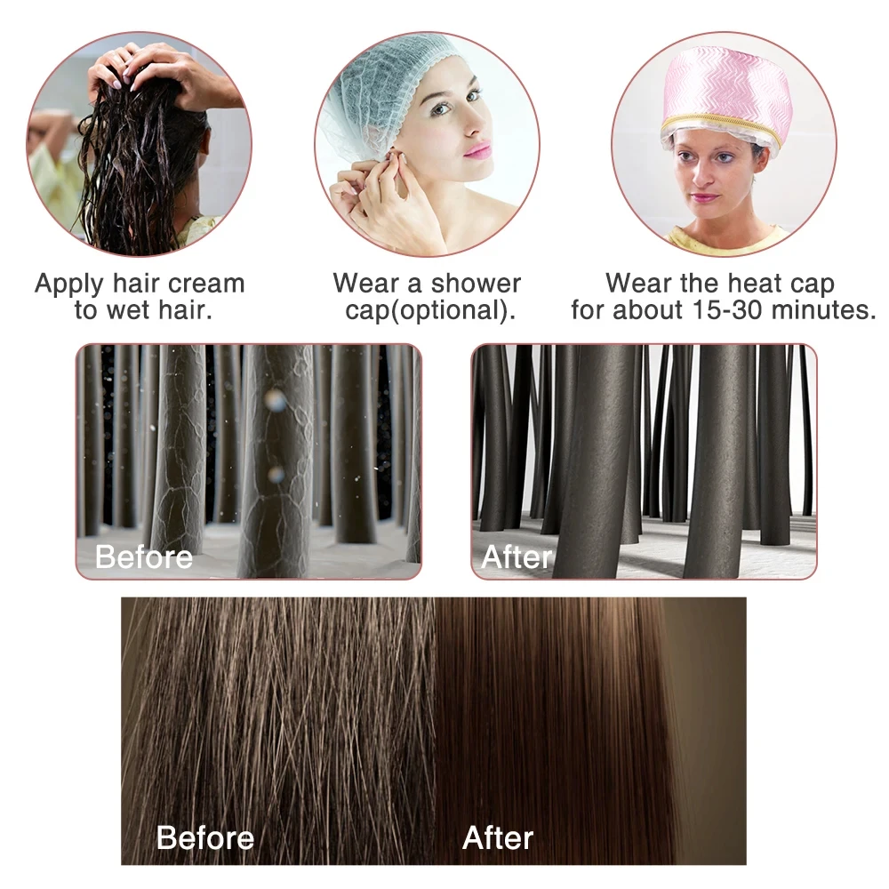 Hair Steamer Electric Hair Cap Hat Salon Spa Steamer Hair Thermal Treatment Nourishing Mask Baking Oil Cap Dryer Heat Hat Care hair steamer