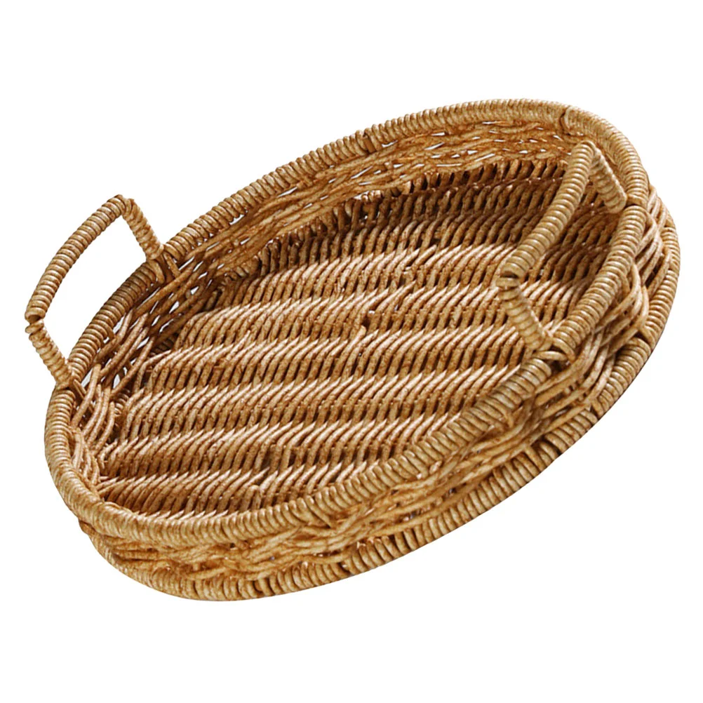 

Woven Storage Basket Multi-functional Round Basket Large Fruit Bread Cake Basket with Handle