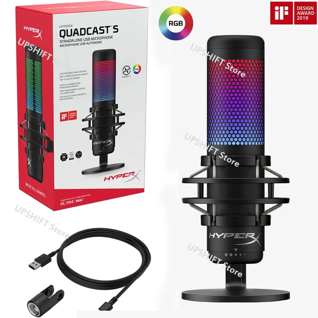 HyperX QuadCast S – RGB USB Condenser Microphone for PC, PS4, PS5 and Mac,  Anti-Vibration Shock Mount, 4 Polar Patterns, Pop Filter, Gain Control