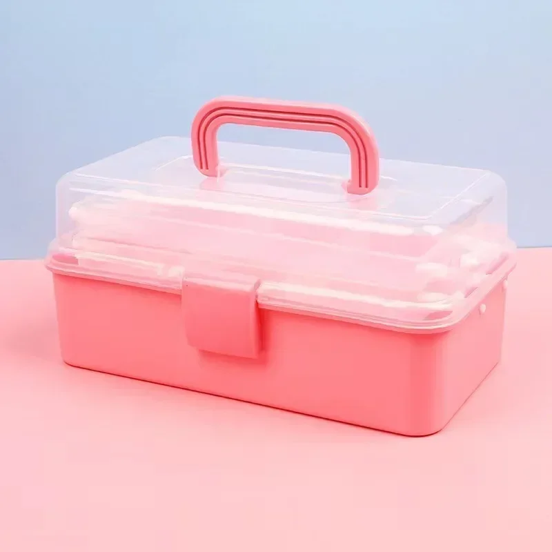 Collapsible three layer storage box Toolbox Makeup box set Storage Headstring accessories desktop jewelry