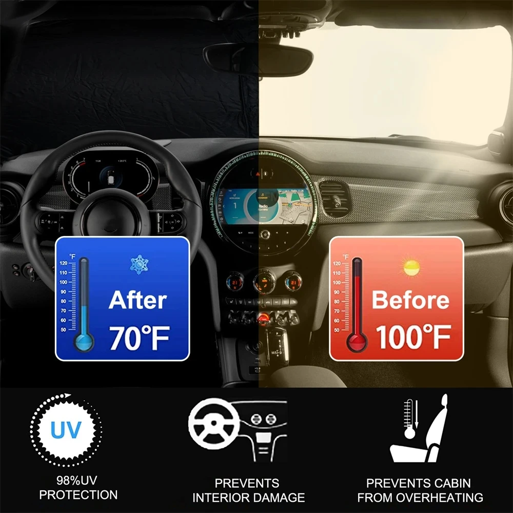 For Mini Cooper S Hardtop 4 Door 2015- Car Visor Sunscreen Window Sun Shade Blocks Parasol Coche UV Rays Driver Protection