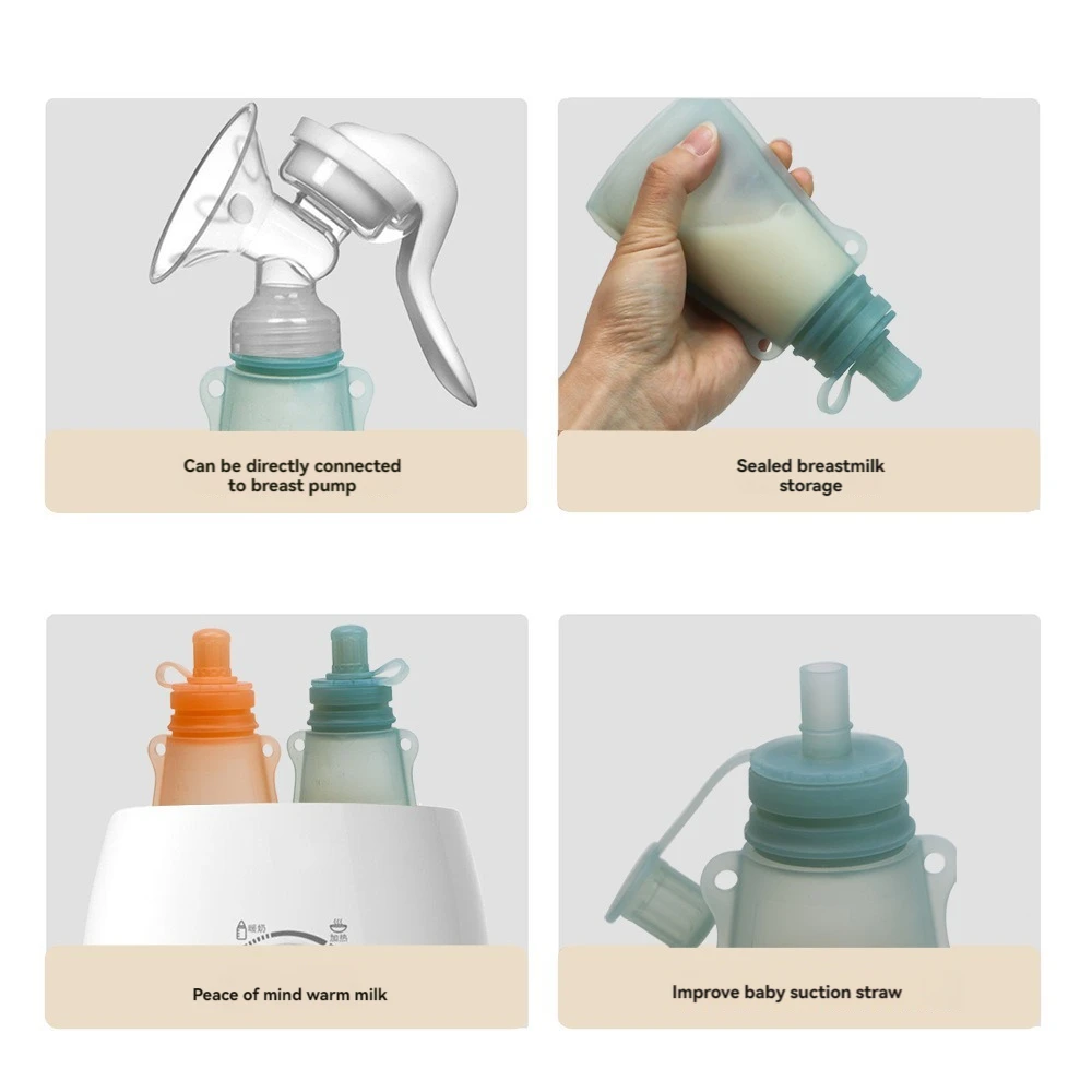 Baby Portable Milk Storage Bag Newborn Silicone Complementary Food Bag Children&rsquo;s Water Bag Baby Outdoor Folding Drinking Bag