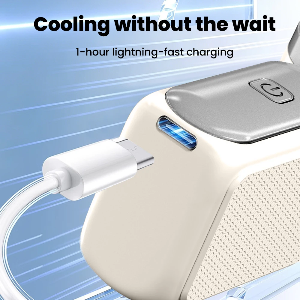 Ultra-Compact Portable Handheld Fan - 5-Speed Adjustable, Type-C Rechargeable for Home & Office Cooling