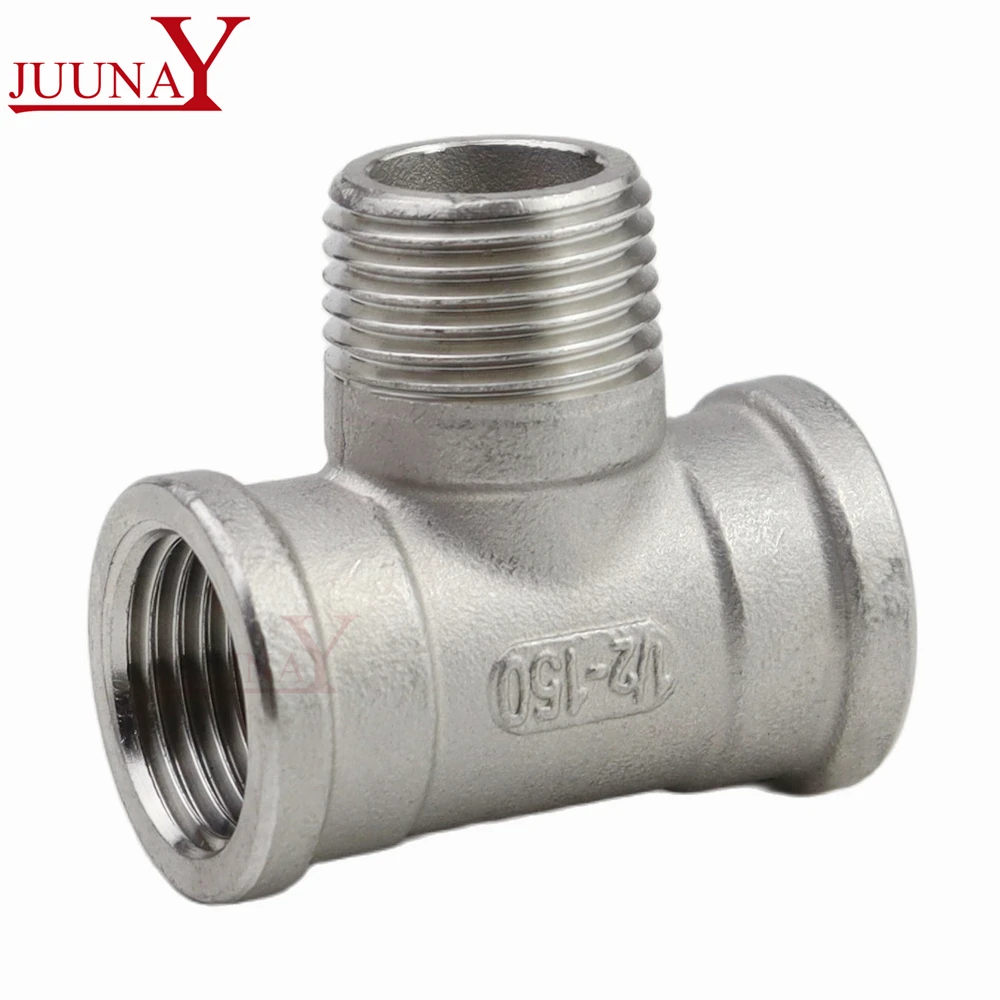 Pipe Fitting Tee Adapter 1/4" 3/8" 1/2" 3/4" 1" 1-1/4" 1-1/2" 2" BSP Male Female Tee 3 Ways Splitter 304 Stainless Steel Pipe Fitting Connector Water Gas