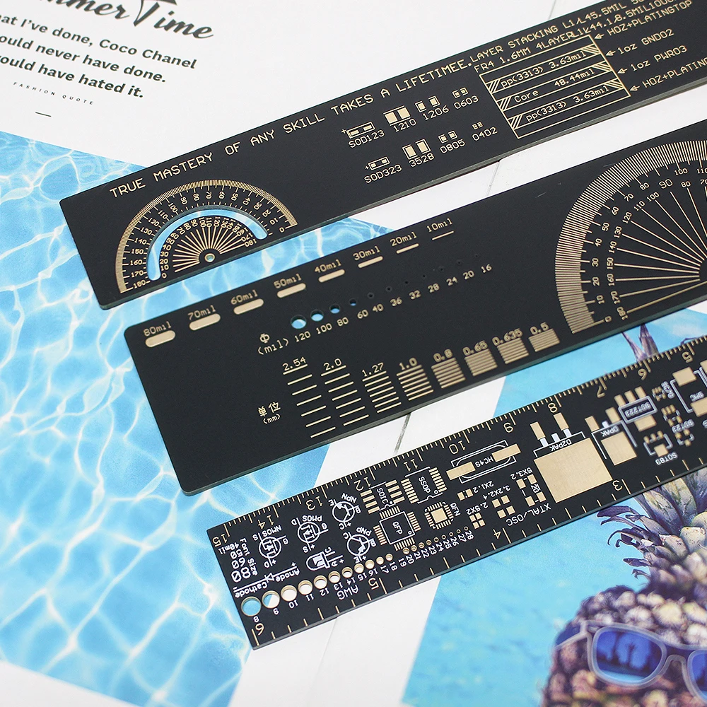 15CM/20CM/25CM PCB 눈금자 저항기, 커패시터, IC, SMD, 다이오드 및 트랜지스터 패키지, 아두이노 DIY용 다기능 측정 스케일