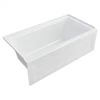 Town Square S 60"x32" Left Drain Bathtub White Integral 3-Sided Tiling Flange Lumbar Support Pre-Leveled Bottom Coordinated with 2