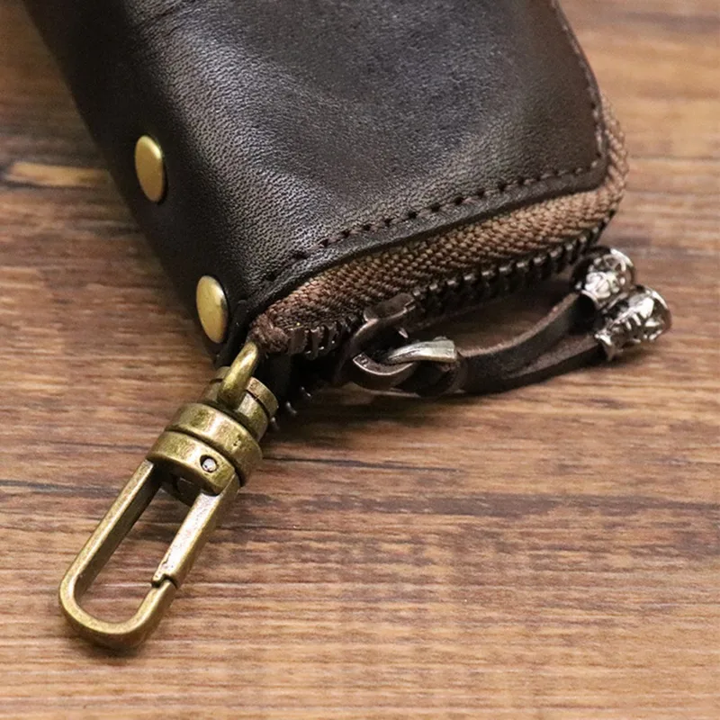 New Arrival Men Genuine Leather Key Bag Key Chain Holder Fashion Zipper Home Storage Bag Double Key Pack Car Bag for Man