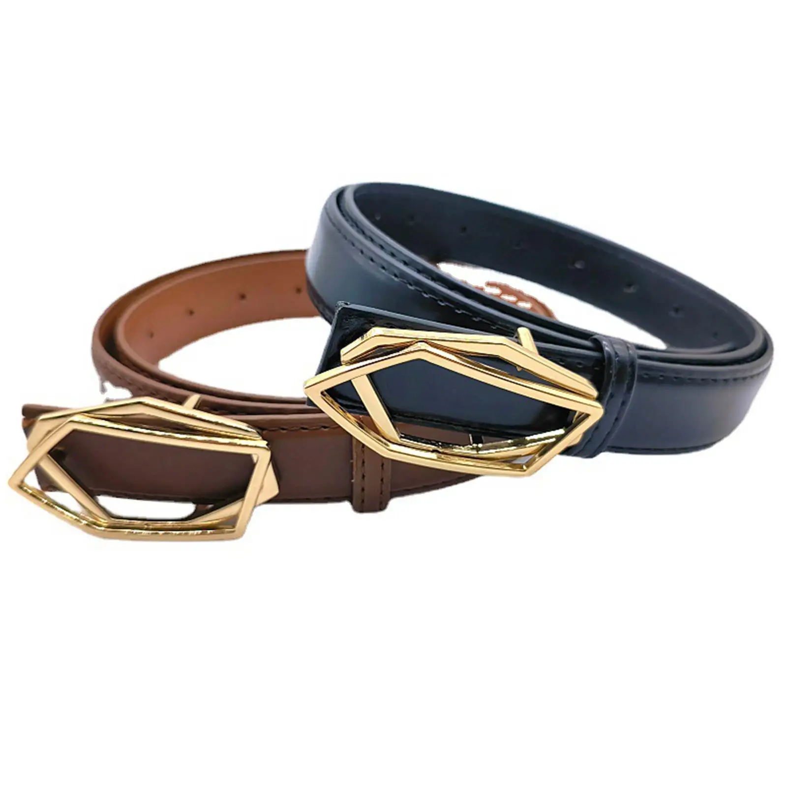 

Women Waist Belt with Buckle Adjustable PU Leather Stylish Dress Belts Decorative for Pants Trousers Skirts Festival Pary