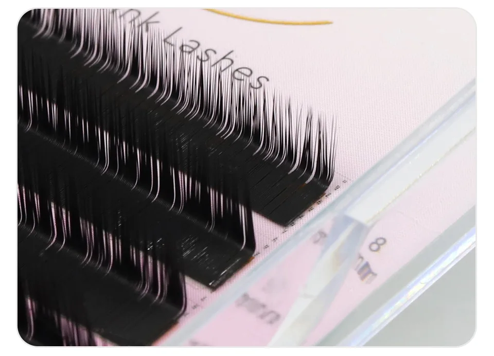 Schwarz L/L+/LC/LD/LU/M Curl Volume Lash Extensions 8–15 mm gemischte Länge, individuelle Wimpernverlängerung, Make-up-Faux-Nerz-Wimpern-Tablett – Detail 17